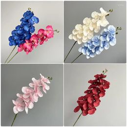 Decorative Flowers 3D 9 Heads Butterfly Orchid Flowes Big Silk Artificial Flower Phalaenopsis DIY Wedding Floral Bouquet Home Decor