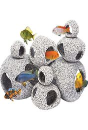 Cichlid Stone Aquarium Fish Tank Pond Ornament Decoration Shrimp Breeding Rock Cave Ceramic Stones Akvaryum2708626