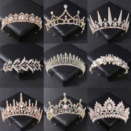 Wedding Hair Jewellery Gold Colour Crystal Rhinestone Crown Tiara For Women Bride Luxury Prom Party Diadem Wedding Bridal Hair Accessories Jewellery Crown d240425