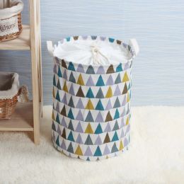Baskets New Fashion Print Laundry Basket with Drawstring Lining Portable Foldable Storage Bag Hamper for Kids Toys Dirty Clothes Basket