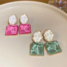 Dangle Earrings Beautiful Fashion Irregular Geometric Resin Drop For Women Personality Green Pink Pendientes