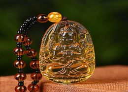 Pendant Necklaces Citrine Guardian Buddha Necklace With Beaded Chain For Men Women Jewelry Gift D88Pendant1643336