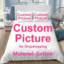 sets New Custom Cotton Bedding Set Customised 3D Printed Duvet Cover Sets with Pillowcase Twin Full Queen King Size POD Dropshipping