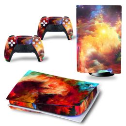 Stickers For PS5 Standard Disc Edition Console and 2 Controllers Starry Sky Skin Sticker Removable Cover PVC Vinyl