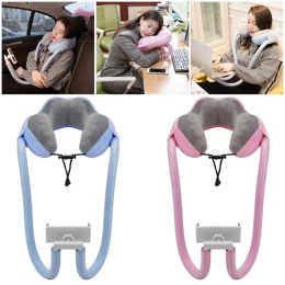 Pillow Ushaped Pillow With Mobile Phone Holder Lazy Support Nap Pillow Memory Foam Cervical Spine Neck Pillow Tablet Computer Stands