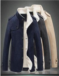 Men Wool Fashion Winter Jacket Fleece Lined Overcoat Male Coat Peacoat Sobretudo Masculino3538485