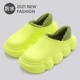 Slippers Orange Waterproof Plush Warm Cute Women Winter Indoor Furry Home Slipper Thick Bottom Sole Non-slip Shoes