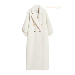 Designer Coats Cashmere Coats Luxury Coats Maxmaras Womens Winter Warm White Cashmere Large Lapel Long Double Breasted Coat