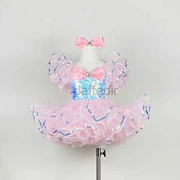 Stage Wear Kids Ballroom Clothing Sequined Modern Dance Tutu Dress Girls Jazz Dance Costume Stage Wear Toddler Wedding Princess Dress d240425