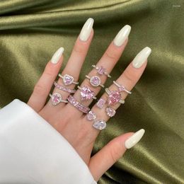 Cluster Rings Luxury 925 Sterling Silver Ring Trendy Color 5A 8A Cubic Zirconia Multiform Shape Wedding Jewelry Women