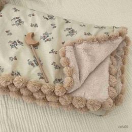 Blankets Swaddling Warm Winter Baby Blanket Pompom Blush Sprigs and Blooms Minky Blanket Floral Baby Blanket Quilt Bedding Cover 90*130cm