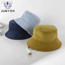 Caps Hats Korean Classical Bucket Hat Color Childrens Fishermans Hats Autumn Travel Baby Boys Girls Sun Caps For Kids 0-8 Years d240425