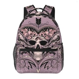 Backpack Aesthetic Teenager Girls School Book Bag Large Capacity Travel Rose And Skull