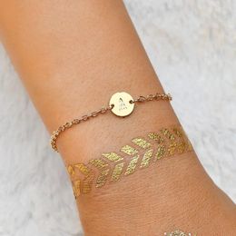 Charm Bracelets FSUNION Fashion Letter Bangle For Women Simple Adjustable Gold Colour Name Party Jewellery Gifts 2024