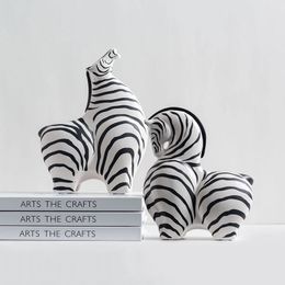 Ceramic Zebra Decorations Home Living Room Bookcase Shelf Bedroom Accessories Office Table Art Luxury Aesthetic Animal Figurines 240425