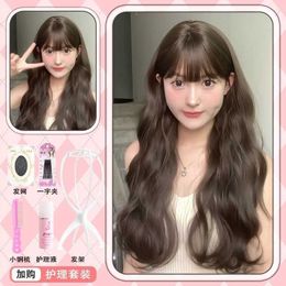 full wave hair Cross head Korean border long curly Womens Chicken natural rolls wig cover