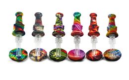 Silicone Collector Pipe Equipped with 14mm Stainless Tip Quartz Tip Silicone Oil Smoking Accessories For Wax Dab DHL Free4665584