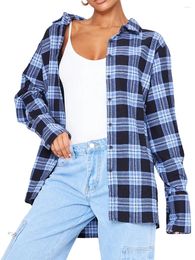 Women's Blouses Women S Button Down Flannel Shirts Plaid Lapel Shacket Long Sleeve Business Casual Oversized Tops Work