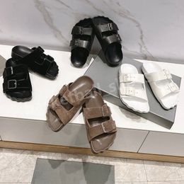 Sunday Mules Slippers Designe Paris Men Women Calfskin Suede Leather Anti Slip Wear-Resistant Sole Outdoors Baotou Slipper Size 35-45