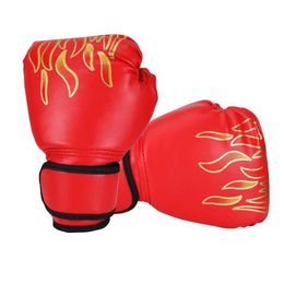 Gear Childrens Boxing Gloves Professional Flame Mesh Breathable PU Leather Flame Gloves 240424