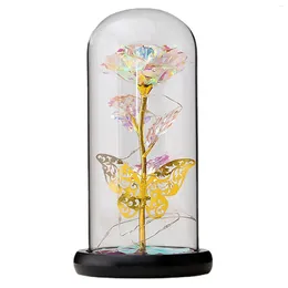 Decorative Flowers Luminous Glass Cover Ornament Transparent And Visible With Colorful Light For Friends Sisters Wife Husband Gift