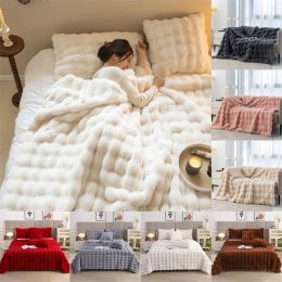 Pillow Winter Imitation Fur Plush Blanket Warm Super Soft Blankets Bed Sofa Cover Luxury Fluffy Throw Blanket Bedroom Couch Pillow Case