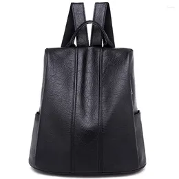 School Bags ASDS- Shoulder Bag Large Capacity Simple Personality Anti-Theft Casual Wild Soft Leather Backpack