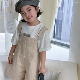 Shorts Children Clothing Kids Casual Pants 2024 Summer Fashionable Korean Style Overalls Cotton Solid Color