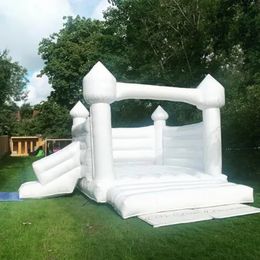 4.5mWx4mLx3.5m (15x13.2x11.5ft) full PVC Playland Wedding White Inflatable Bounce House With Slide Jumper Bouncer Castle Jumping For Weddings Backdrop Decorations