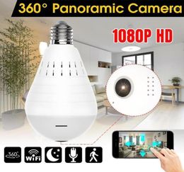 Wifi Panoramic Camera 360 Degree LED Light Wireless Home Security Fisheye Bulb Lamp Night Version Two Way o15817795