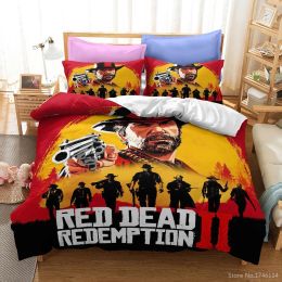 sets Red Dead Redemption Shooting Game 3d Bedding Set Queen King Size Duvet Cover Set Comforter Cover & Pillowcase Set for Young Boys