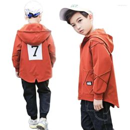 Jackets Boys Warm Jacket 110-160cm Children Long Sleeve Hooded Active Windbreaker Teenage Clothes Big Cool Sport Coat Outwear