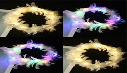LED Luminous Feather Wreath Headband Hairband Garlands Girls Light Up Hair Wreath Party Wedding Bridesmaid Birthday Gifts7473077