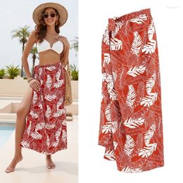 Womens Swimwear Sexy Bathing Suit Cover Up Long Floral Printed Beach-Sarong Pareo-Bikini Swimsuits Side Tie Wrap Skirt