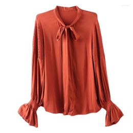 Women's Blouses Nuonuo E Station Spring French Style Retro Lace Up Bow Long-Sleeved Shirt Cut Label