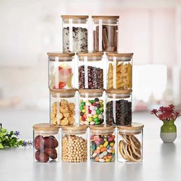 Storage Bottles Jars 280ml 10oz storage jar with lid dried fruit nut multifunctional glass sticker and whiteboard markings sealed H240425