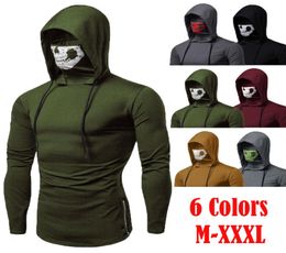 Meihuida Mens Gym Thin Hoodie Long Sleeve Hoodies With Mask Sweatshirt Casual Zipper Skull Mask Hoodie Sweatshirt Hooded Tops 20104867508