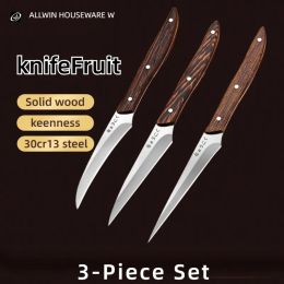 Knives Food Carving Knife 3piece Set Chef Carved Fruit Decorative Knife Professional Food Carving Sharp Solid Wood Handle Utility Tool