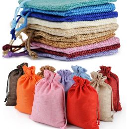 Bags 30Pcs Jute Drawstring Natural Burlap Bag Jute Gift Bags Jewellery Packaging Wedding Diy Burlap Bags Making Jewellery Display