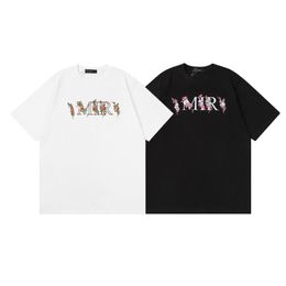 Luxury Summer Men's Designer T Shirts Amirir Shirt Flower Letter Print Fashion T-shirts Cotton Casual Tee Short Sleeve Men Women Unisex Streetwear T Shirt S-XL