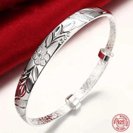 Chain 925 Sterling Silver The Pattern Carved Cuff Bracelet Bangle For Women Anniversary Jewellery Party Gift