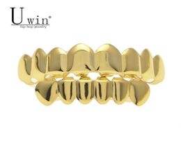 Uwin Silver Gold Colour Hip Hop Teeth Grillz Big Size 8pcs Top Bootom Grillz Set With Silicone Vampire Teeth Party Jewelry11395172475966