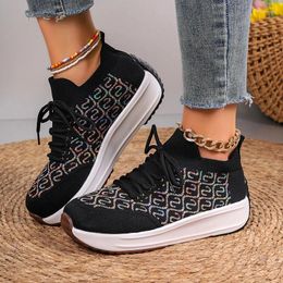 Casual Shoes 2024 Women's Vulcanised Walking Fashion Sock Sneakers Breathe Comfort Nursing Platform Loafers Non-Slip