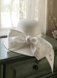 Stingy Brim Hats French Super Fairy White Bridal Top Hat Headdress Vintage Mesh Wedding Travel Shoot Holiday Han Yang Eclectic Acc6921076