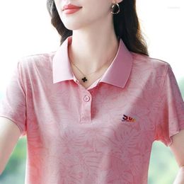 Women's Polos Summer Ice Silk Short Sleeve T-shirt Polar Top Polo Sports Female Tee Cropped Aesthetic T-shirts