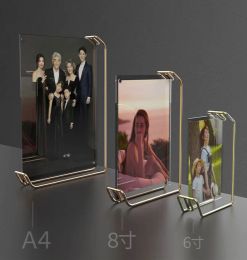 Frame Light Luxury Rose Gold Metal Frame with Geometric Shapes for A4 Photos