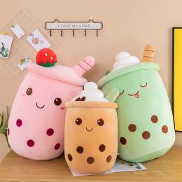 Pillow 24~70cm Milk Tea Pillow Squishy Pearls Boba Bubble Tea Stuffed Drink Bottle Soft Panda Rabbit Ice Cream Food Plushie Peluche