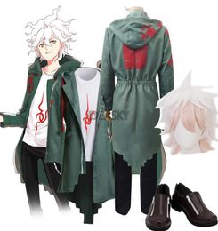 Dangan Ronpa 2 Danganronpa Cosplay Costume Nagito Komaeda Jacket Coat Hoodie Anime Wig shoes t shirt Halloween for Women Men Y09033271551