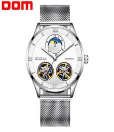DOM Skeleton Tourbillon Mechanical Watch Men Automatic Classic Sliver White Steel Mechanical Wrist Watch Reloj Hombre M1270D7M3813897