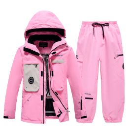 Sets Man and Woman Snow Wear Waterproof Ski Suit Set Snowboard Clothing Outdoor Costumes Waterproof Winter Jackets + Pants Unsex